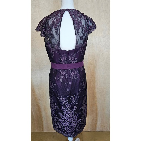 JASMINE Black Label Purple Floral‎ Lace Sheath Dress Size 4 - Picture 7 of 15